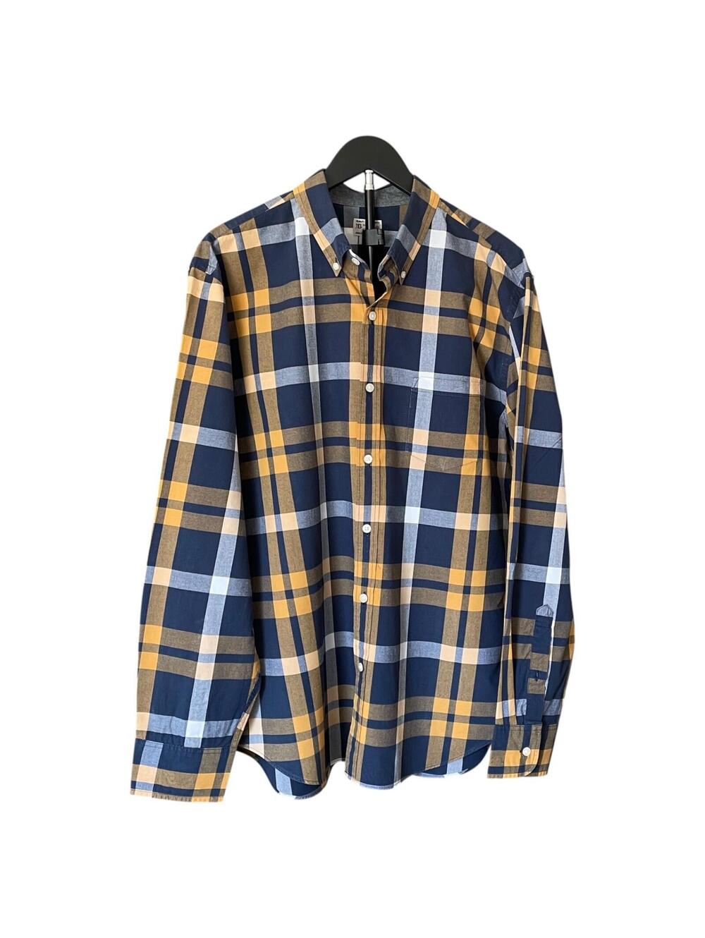 J Crew Mens XL Vintage Blue/Gold Plaid LS Button Down Shirt